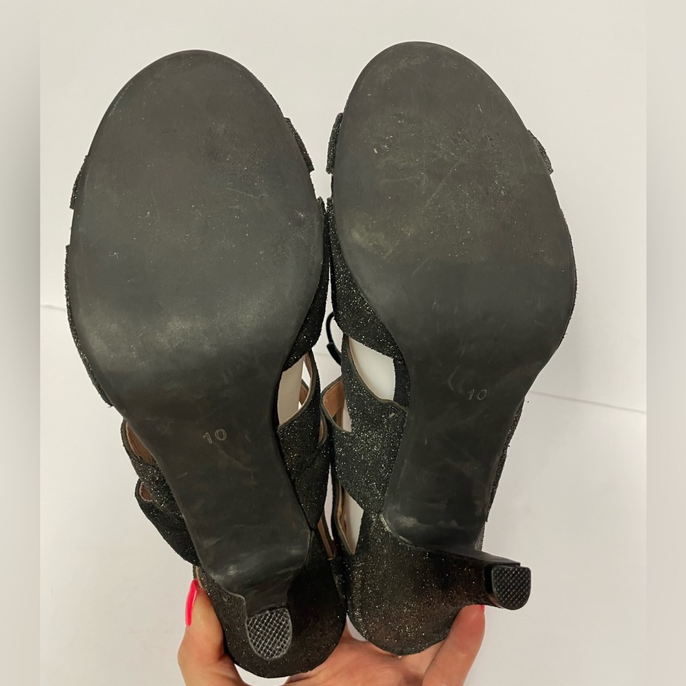 Jeffrey Campbell Ibiza Laramie suede lace up sandals heels black shimmer 10 - Picture 6 of 10